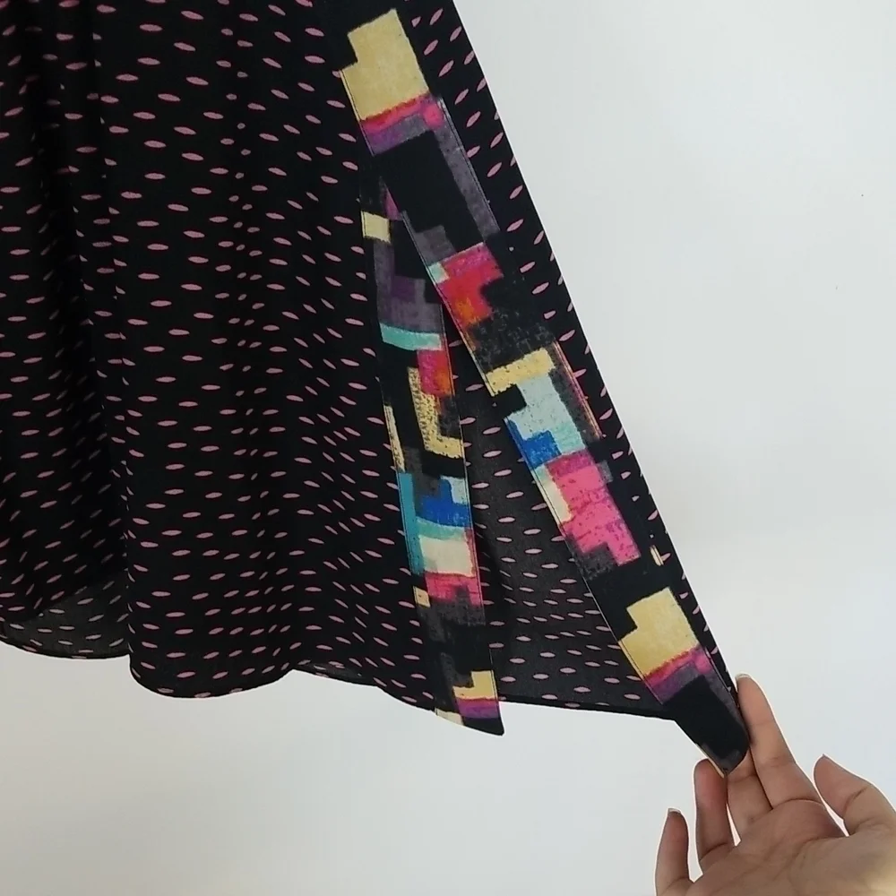 Rachel Roy Black Rainbow Fit Flare Midi Skirt Size 0 🎯